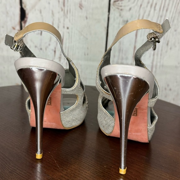 KG KURT GEIGER DENIM, Calf, PATENT Leather Laser Cut  Studded heeled Sandals 37 - Picture 8 of 16